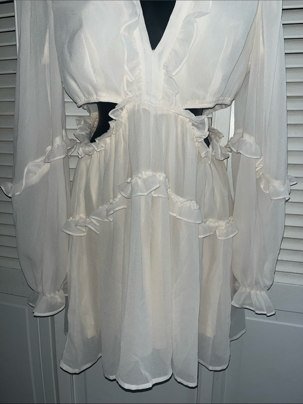 privy Cream Ruffle Mini Dress - Picture 7 of 11